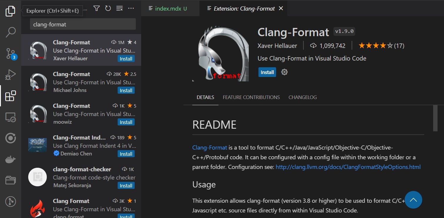 &quot;Clang Format VSCode Extension&quot;